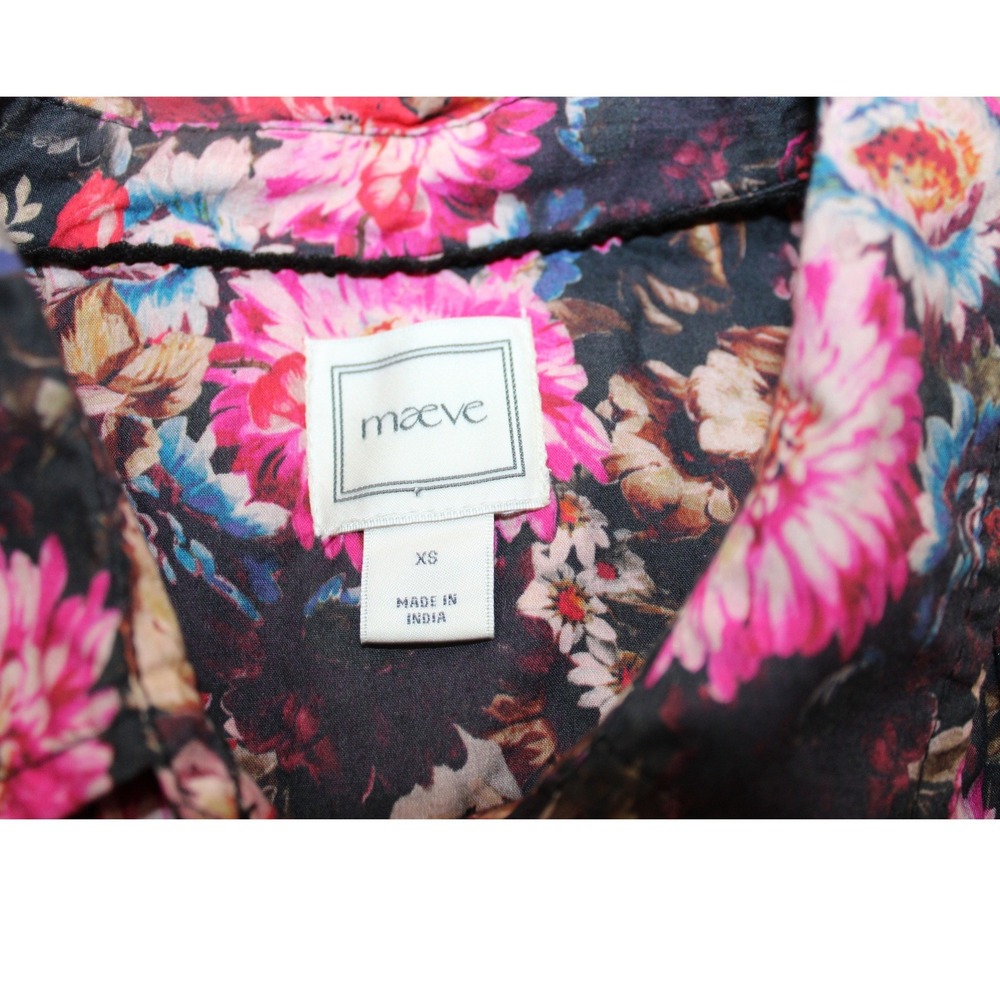 The Leandra Shirred Yoke Blouse by Maeve Women XS Multicolor Anthropologie Boho - Picture 4 of 5